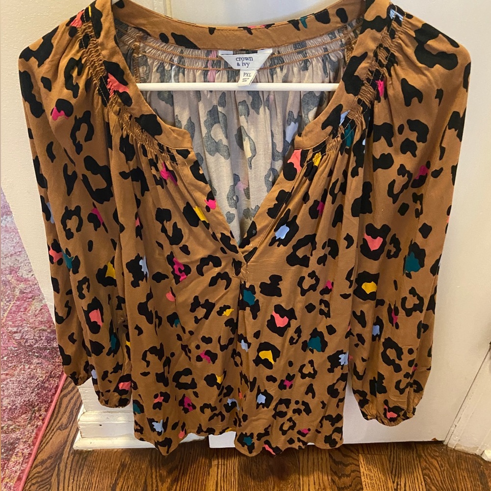 Multi colored leopard top